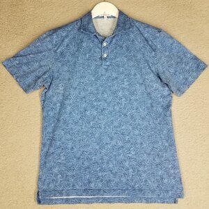 Peter Millar Polo Shirt Adult Medium Blue Pima Cotton Golf Casual Hawaiian Men's